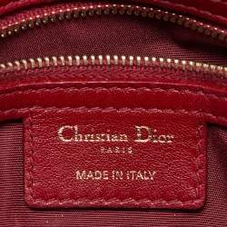 Pre Owned Dior Red Cannage Leather Delices Gaufre Flap Shoulder Bag