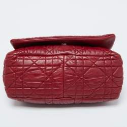 Pre Owned Dior Red Cannage Leather Delices Gaufre Flap Shoulder Bag