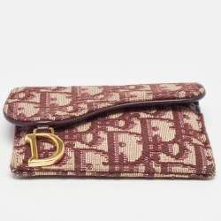 Dior Burgundy Diorissimo Canvas Saddle Compact Wallet