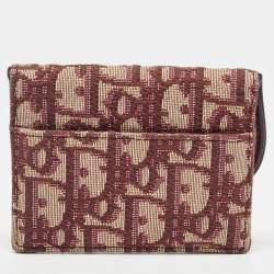 Dior Burgundy Diorissimo Canvas Saddle Compact Wallet
