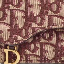 Dior Burgundy Diorissimo Canvas Saddle Compact Wallet