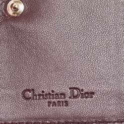 Pre Owned Dior Burgundy Cannage Leather Lady Dior Card Holder