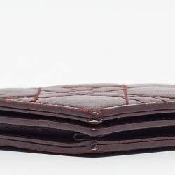 Pre Owned Dior Burgundy Cannage Leather Lady Dior Card Holder