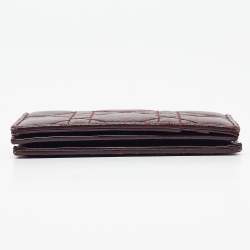 Pre Owned Dior Burgundy Cannage Leather Lady Dior Card Holder