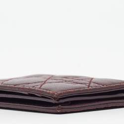 Pre Owned Dior Burgundy Cannage Leather Lady Dior Card Holder