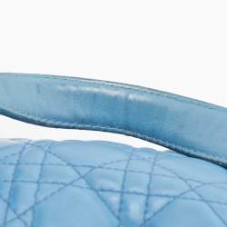 Pre Owned Dior Blue Cannage Leather Large Soft Lady Dior Shopper Tote