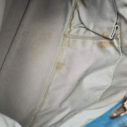 Pre Owned Dior Blue Cannage Leather Large Soft Lady Dior Shopper Tote