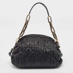 Pre Owned Dior Black Cannage Gaufre Leather Delices Shoulder Bag