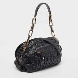 Pre Owned Dior Black Cannage Gaufre Leather Delices Shoulder Bag