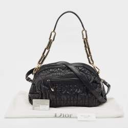 Pre Owned Dior Black Cannage Gaufre Leather Delices Shoulder Bag