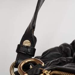 Pre Owned Dior Black Cannage Gaufre Leather Delices Shoulder Bag