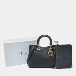 Pre Owned Dior Black Leather Medium Diorissimo Shopper Tote