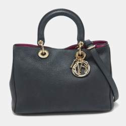 Pre Owned Dior Black Leather Medium Diorissimo Shopper Tote