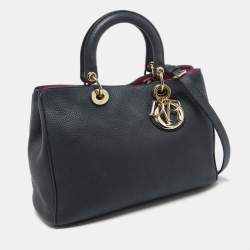 Pre Owned Dior Black Leather Medium Diorissimo Shopper Tote