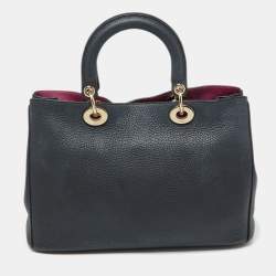 Pre Owned Dior Black Leather Medium Diorissimo Shopper Tote