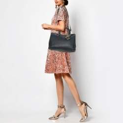 Pre Owned Dior Black Leather Medium Diorissimo Shopper Tote