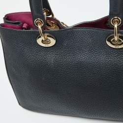 Pre Owned Dior Black Leather Medium Diorissimo Shopper Tote