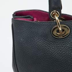 Pre Owned Dior Black Leather Medium Diorissimo Shopper Tote
