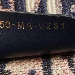 Pre Owned Dior Navy Blue Oblique Embroidered Canvas Medium Book Tote