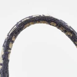 Pre Owned Dior Navy Blue Oblique Embroidered Canvas Medium Book Tote