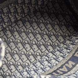 Pre Owned Dior Navy Blue Oblique Embroidered Canvas Medium Book Tote