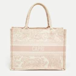 Dior Pink Embroidery Canvas Medium Book Tote