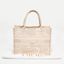 Dior Pink Embroidery Canvas Medium Book Tote