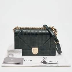 Pre Owned Dior Green Patent Leather Medium Diorama Shoulder Bag