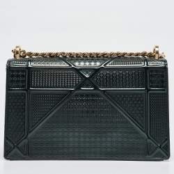 Pre Owned Dior Green Patent Leather Medium Diorama Shoulder Bag