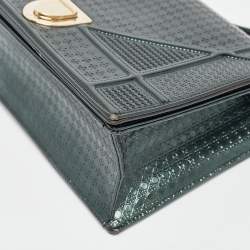 Pre Owned Dior Green Patent Leather Medium Diorama Shoulder Bag