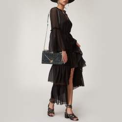 Pre Owned Dior Green Patent Leather Medium Diorama Shoulder Bag