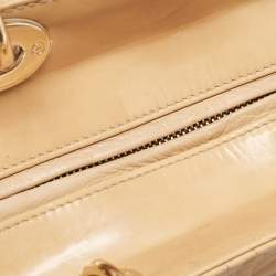 Pre Owned Dior Beige Cannage Patent Leather Large Lady Dior Tote