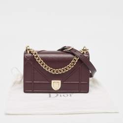 Dior Burgundy Leather Small Diorama Shoulder Bag