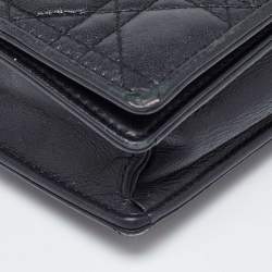 Pre Owned Dior Black Quilted Leather Lady Dior Chain Clutch