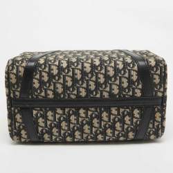Dior Navy Blue Oblique Canvas Vintage Boston Bag