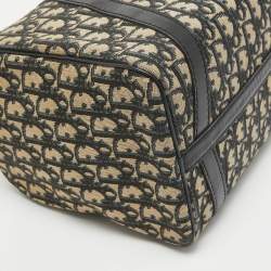 Dior Navy Blue Oblique Canvas Vintage Boston Bag