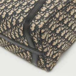 Dior Navy Blue Oblique Canvas Vintage Boston Bag