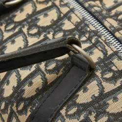 Dior Navy Blue Oblique Canvas Vintage Boston Bag
