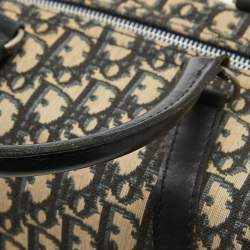 Dior Navy Blue Oblique Canvas Vintage Boston Bag