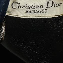 Dior Navy Blue Oblique Canvas Vintage Boston Bag