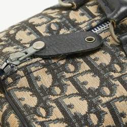 Dior Navy Blue Oblique Canvas Vintage Boston Bag