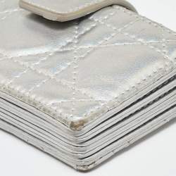 Pre Owned Dior Silver Cannage Leather Lady Dior 5 Gusset Card Holder