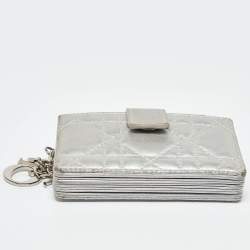 Pre Owned Dior Silver Cannage Leather Lady Dior 5 Gusset Card Holder