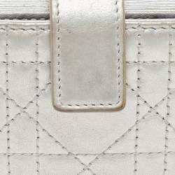 Pre Owned Dior Silver Cannage Leather Lady Dior 5 Gusset Card Holder