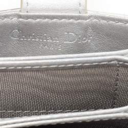 Pre Owned Dior Silver Cannage Leather Lady Dior 5 Gusset Card Holder
