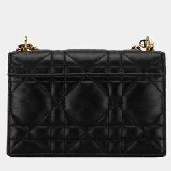 Christian Dior Black Lambskin Macrocannage Mini Miss Caro Bag 