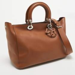 Pre Owned Dior Brown Leather Diorissimo Zip Shopper Tote