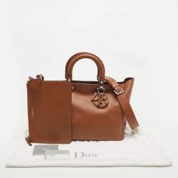 Pre Owned Dior Brown Leather Diorissimo Zip Shopper Tote