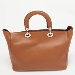 Pre Owned Dior Brown Leather Diorissimo Zip Shopper Tote