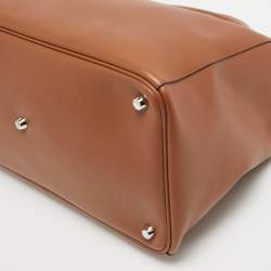 Pre Owned Dior Brown Leather Diorissimo Zip Shopper Tote